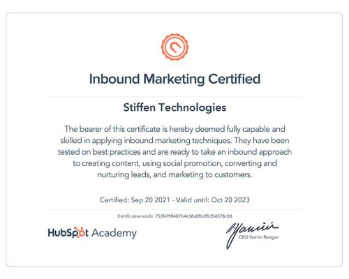 hubspot certificate